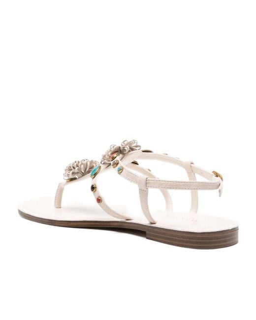 Twinset White Flower-Embellished Sandals