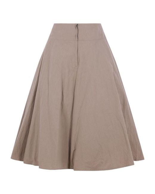 Yohji Yamamoto Brown C/Li Poplin Midi Skirt