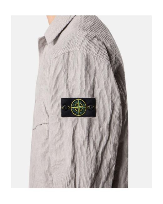 Stone Island Gray Pocket Textured Jacket for men