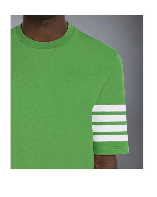 Thom Browne Green 4-Bar Round-Neck T-Shirt for men