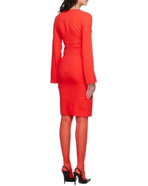 Moschino Red V-Neck Medium-Length Dress