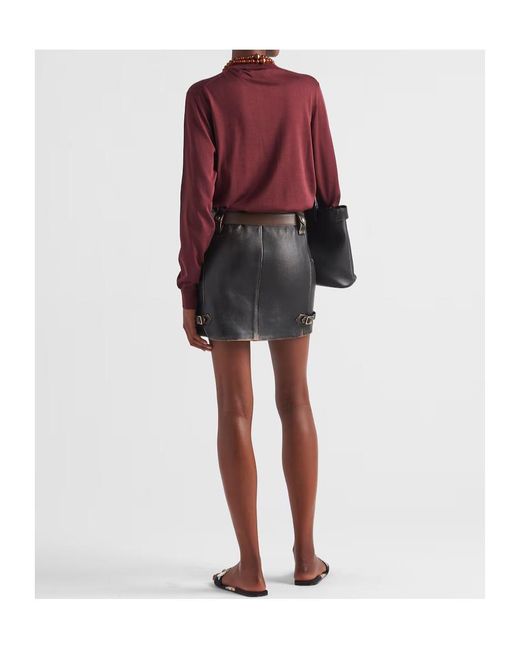 Prada Black Leather Miniskirt