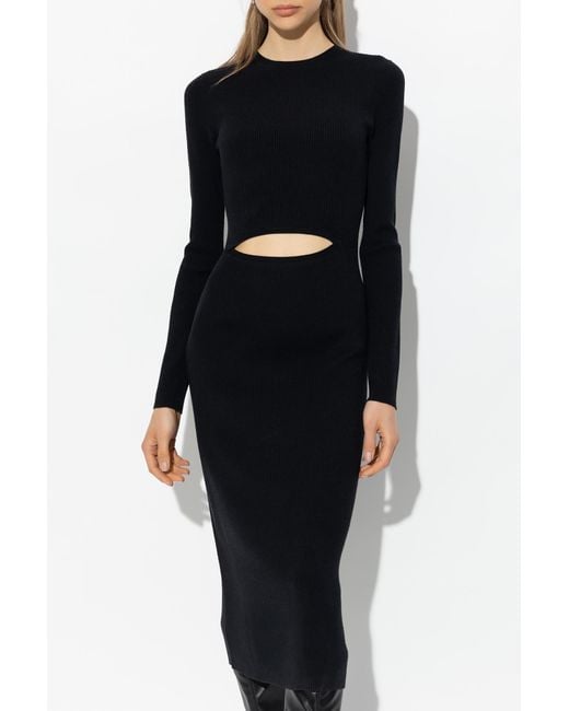 DIESEL Black Pelagos Cut-Out Ribbed Midi Dress