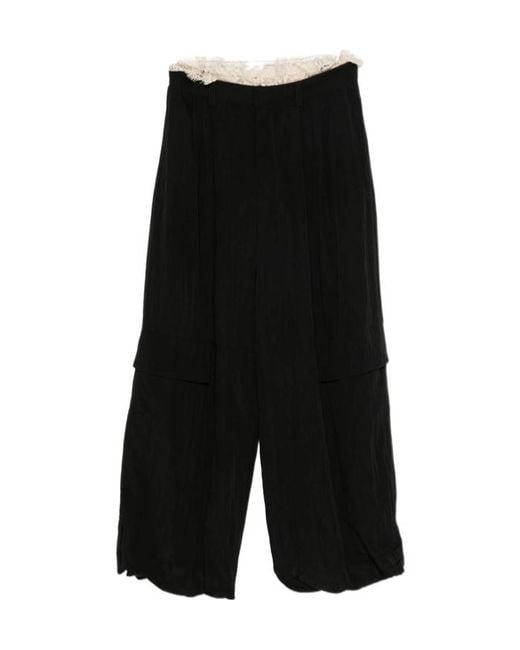 Sea Black Lace-Trimmed Trousers