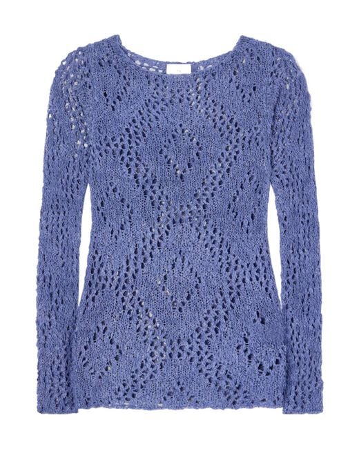 The Elder Statesman Blue Cashmere And Linen-Blend T-Shirt