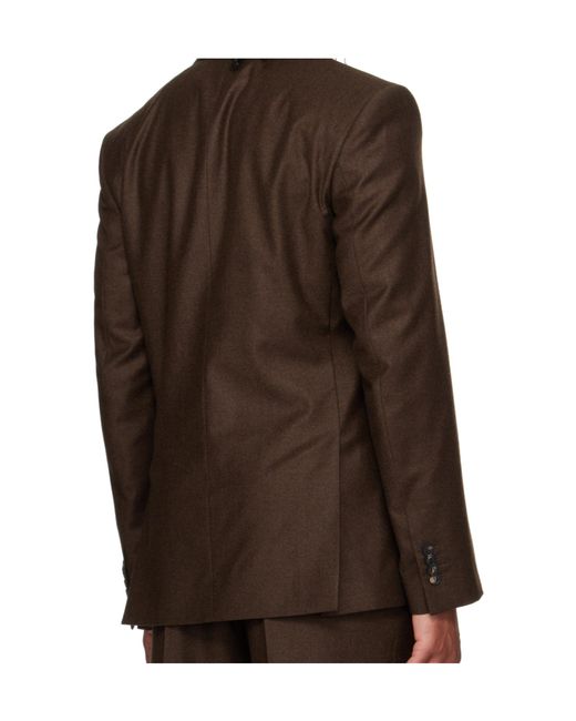 Ferragamo Brown Single Breasted Flannel Blazer for men