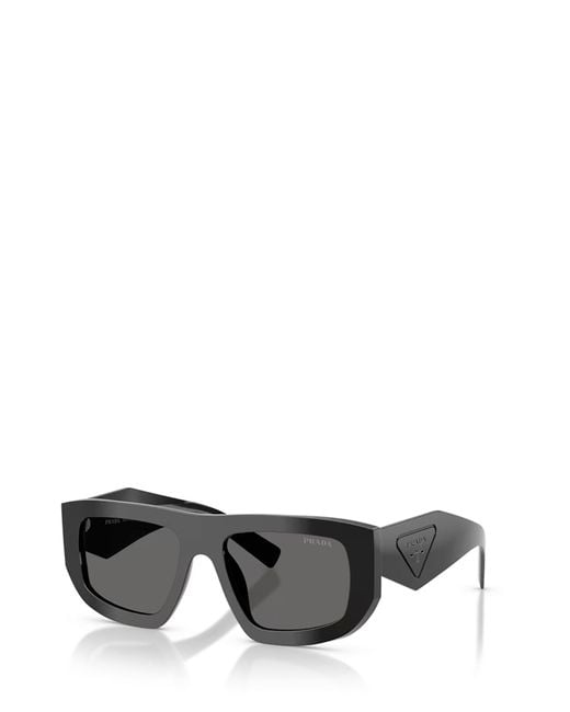 Prada Gray Eyewear Triangle Logo Geometric Frame Sunglasses
