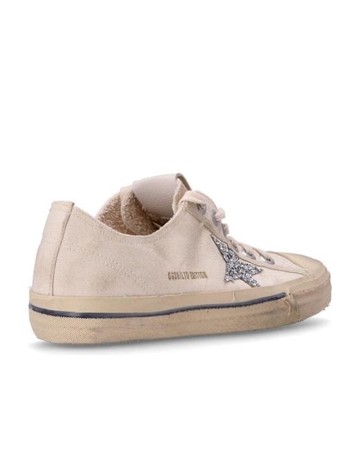 Golden Goose Deluxe Brand White V-Star Glittered Sneakers