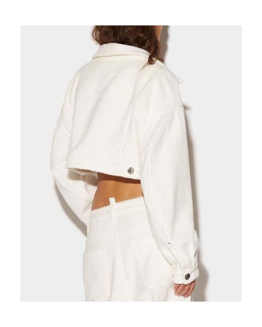 DSquared² White Buttoned Cropped Denim Jacket
