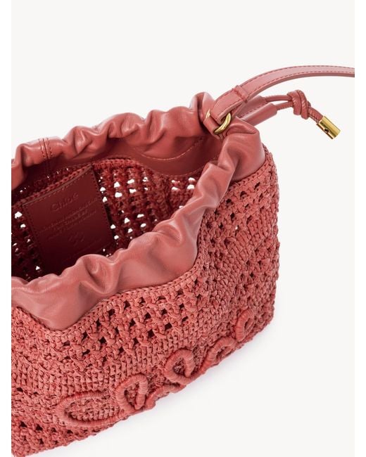 Chloé Red Chloé Mini Raffia Shoulder Bag