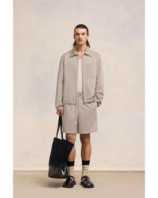 AMI Natural Long-Sleeved Zipped Bomber Jacket for men