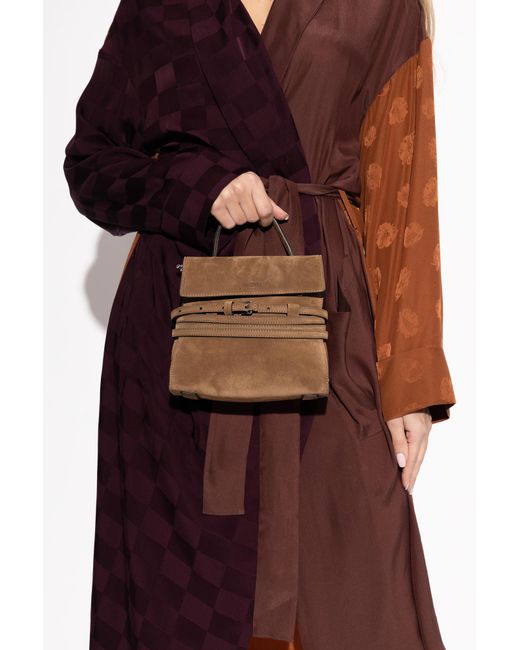 Moschino Brown Logo Detailed Top Handle Handbag