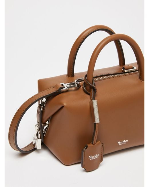 Max Mara Brown Small Natural Leather Bowler Bag