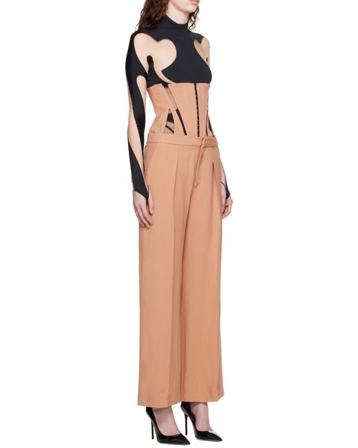 Mugler Natural Waist Stitching Casual Pants