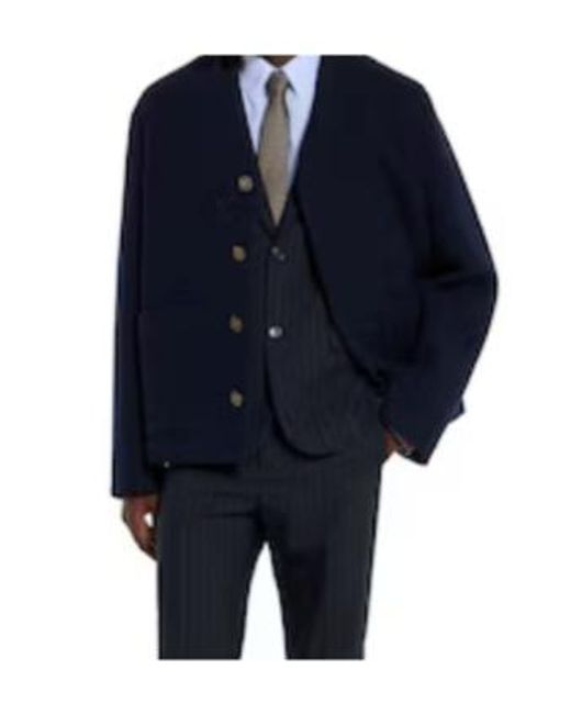 Gucci Blue Single-Breast Pinstripe Wool Jacket for men