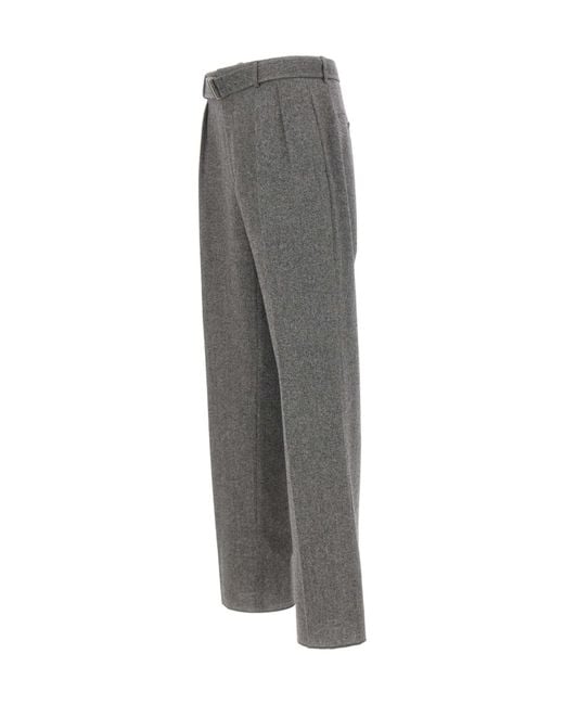Tagliatore Gray Pleated Wide-Leg Pants for men