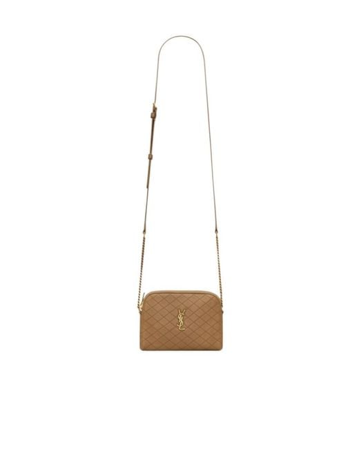 Saint Laurent White Gaby Quilted Chain Pouch