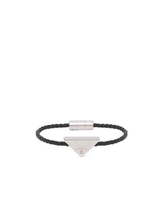 Prada White Braided Nappa Leather Bracelet