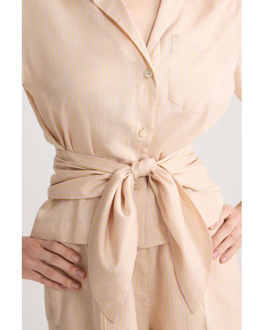 Patou Natural Knotted Striped-Pattern Shirt