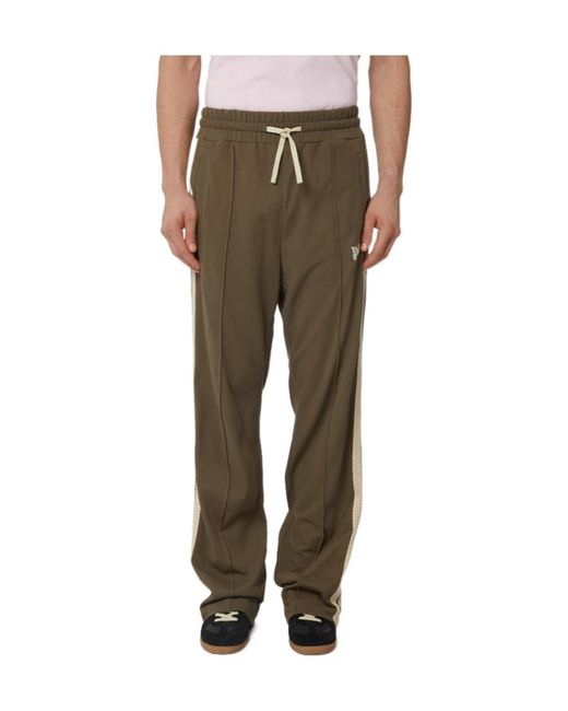 Palm Angels Green Monogram-Embroidered Track Pants for men