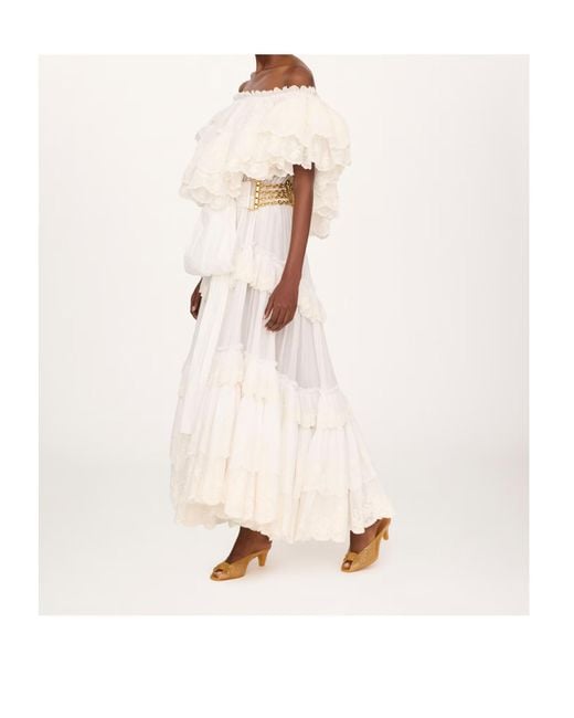 Chloé White Chloé Long Ruffled Dress