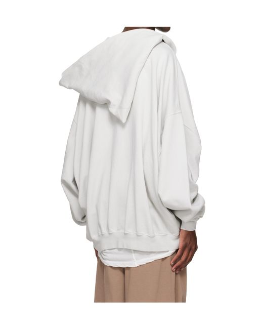 Rick Owens White Temple Mountain Hun Zip-Up Hoodie for men