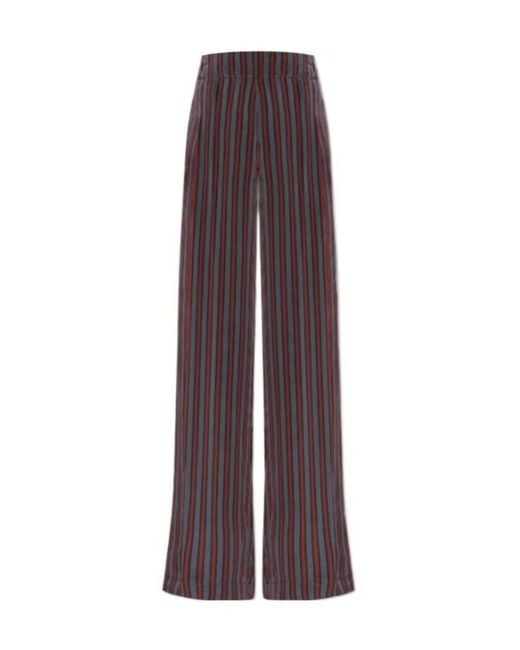 Dries Van Noten Purple Striped Casual Pants
