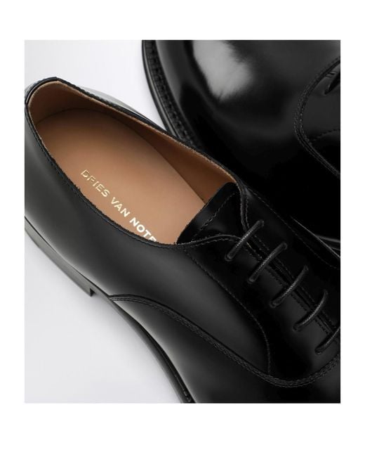 Dries Van Noten Black Almond-Toe Lace-Up Shoes for men
