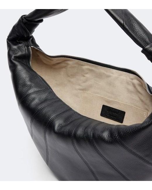 Lemaire Black Fortune Croissant Medium Leather Shoulder Bag
