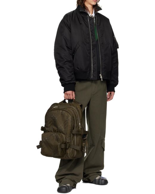 Burberry Green Checked Jacquard Zipped Backpack for men