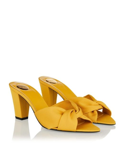 Saint Laurent Yellow 75Mm Franciane Satin Mule Sandals