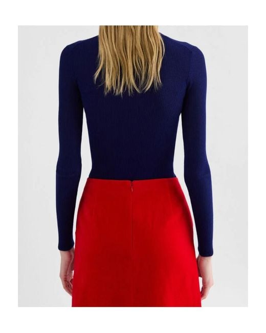Jil Sander Blue Lightweight Wool High-Neck Sweater