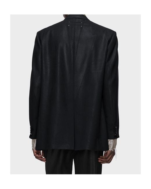 Maison Margiela Black Shiny Double-Breasted Blazer for men