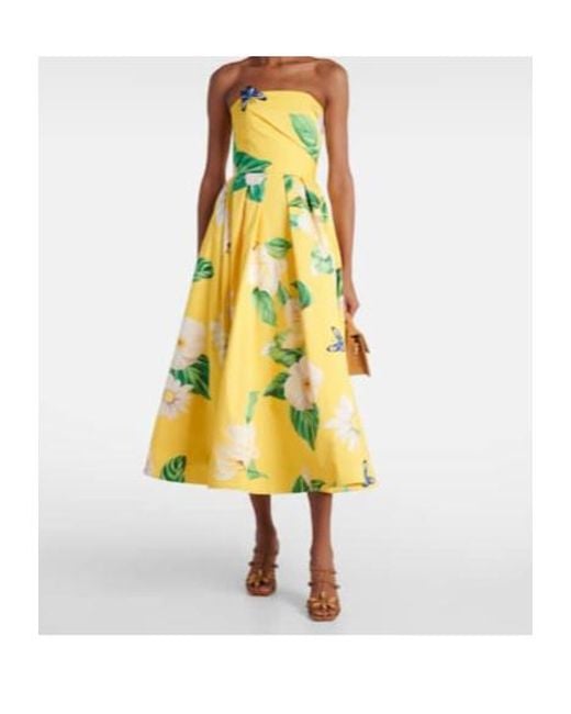 Leo Yellow Lynn Floral Cotton Bustier Dress