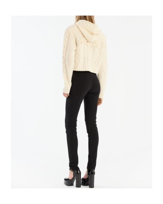 ROTATE BIRGER CHRISTENSEN White Cable-Knit Hooded Cardigan