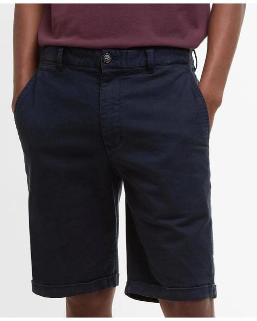 Barbour Blue Washed Twill Chino Shorts for men
