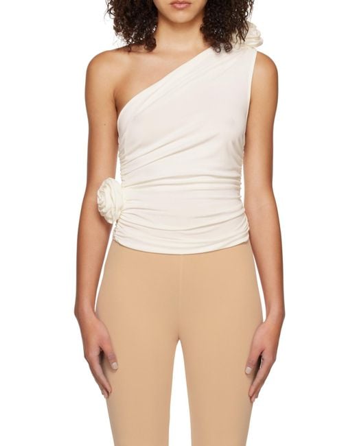 Magda Butrym White One Shoulder Ruched Top
