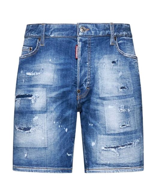 DSquared² Blue Distressed Denim Shorts for men