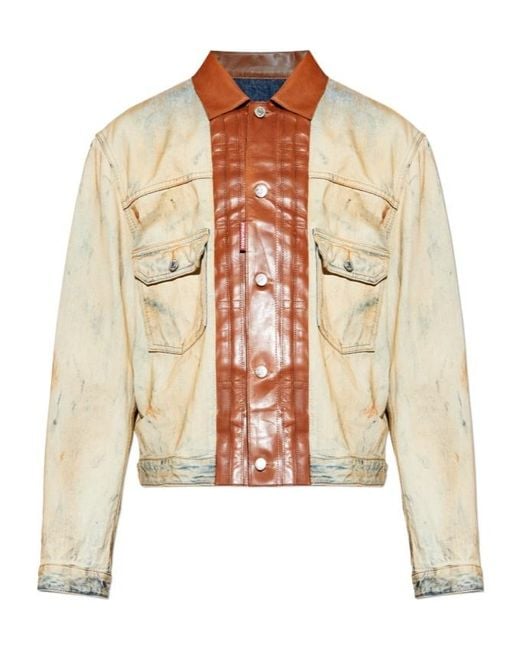 DSquared² Natural Denim Jacket With Leather Trim for men