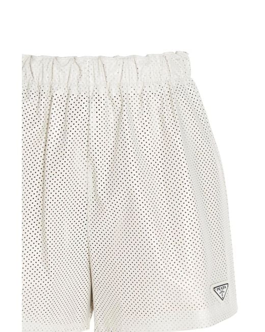 Prada White High-Waisted Perforated Shorts