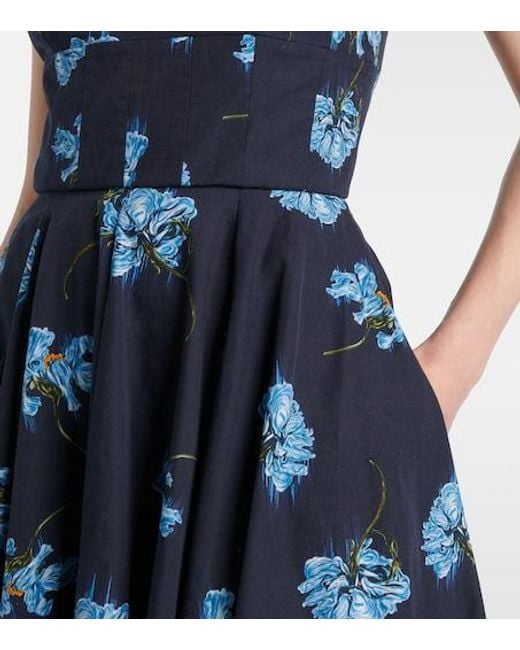 Emilia Wickstead Blue Floral Cotton Midi Dress