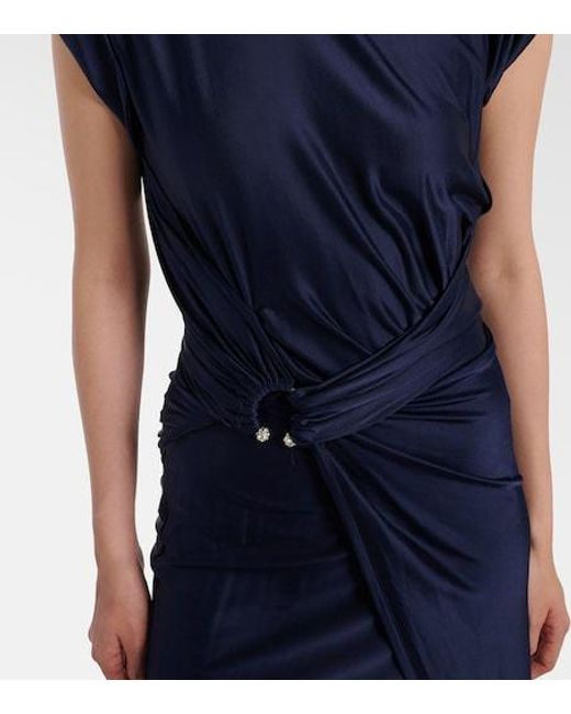 Rabanne Blue Draped Jersey Maxi Dress