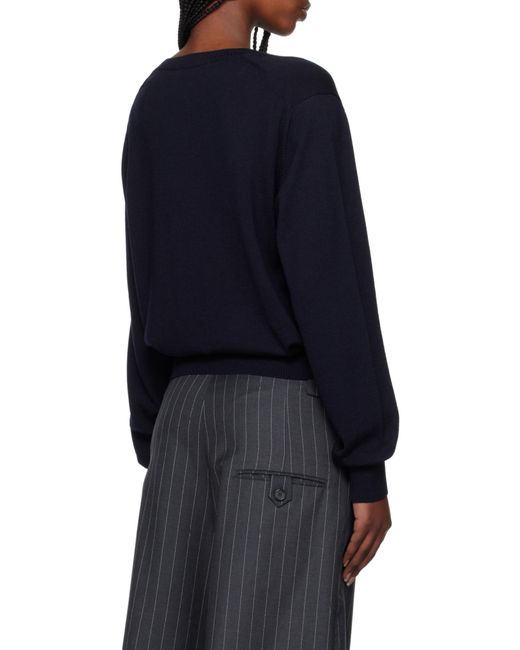 AMI Blue Ami De Coeur Logo Embroidered Knit Jumper