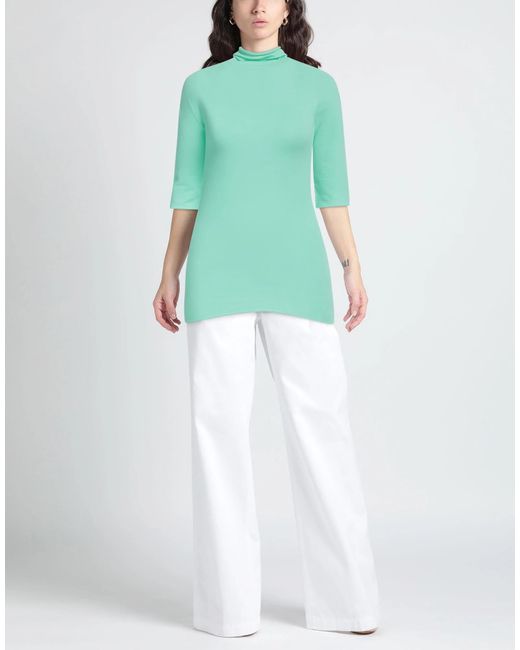 Sportmax Green Lightweight Knit Shortsleeve Turtleneck