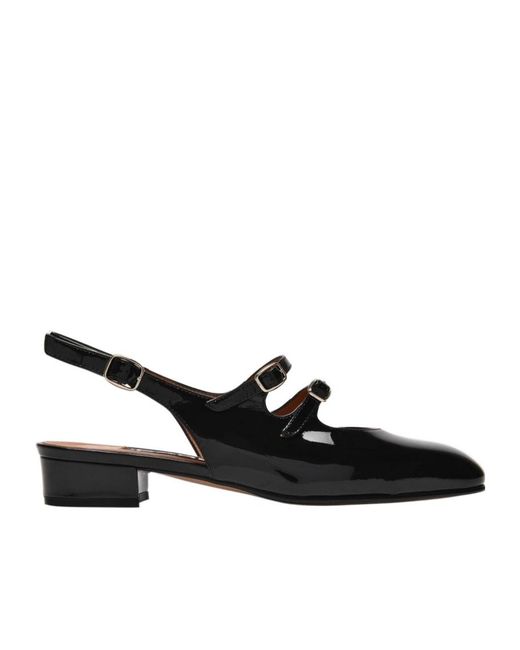 CAREL PARIS Black Round-Headed Flat Sandals