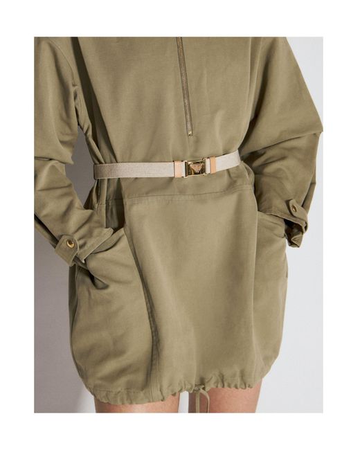 Prada Natural Half-Zipped Drawstring Jacket