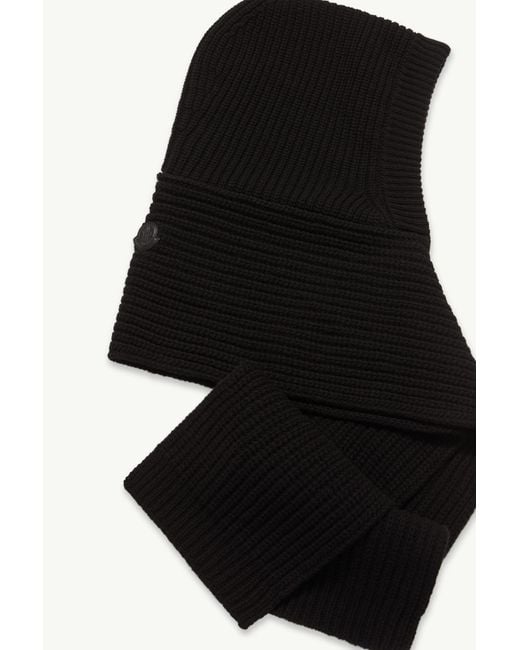 Moncler Black Logo Patch Hooded Scarf
