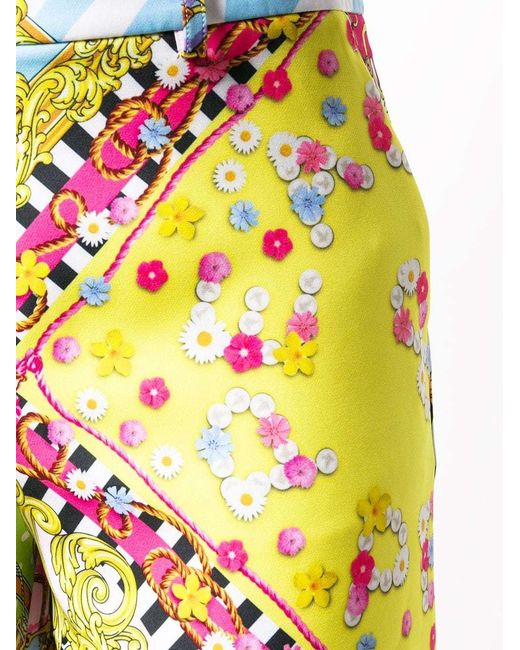 Moschino Green Baroque Printed Shorts