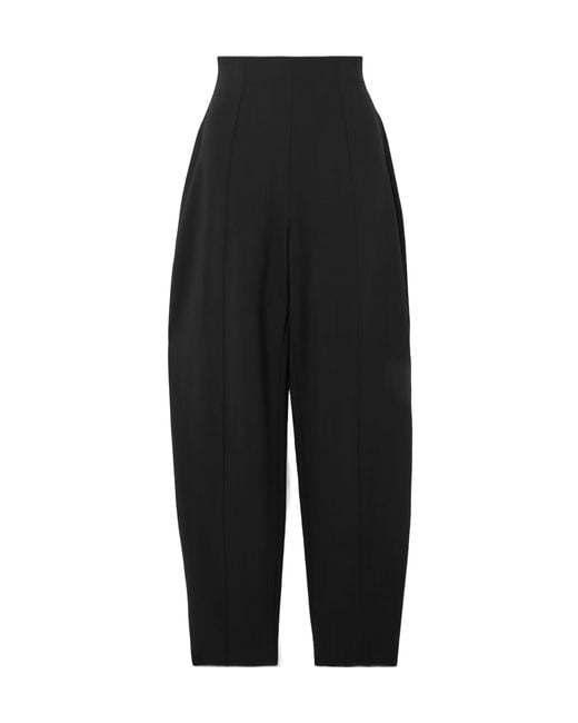 Carolina Herrera Black Isla Wool-Blend Barrel-Leg Pants