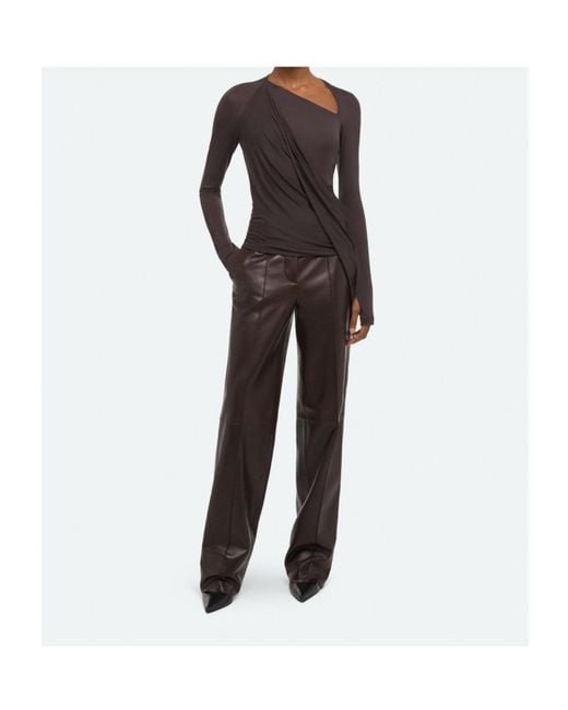 Helmut Lang Brown Asymmetric Draped Top